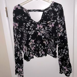 Express Black and Purple Floral Top